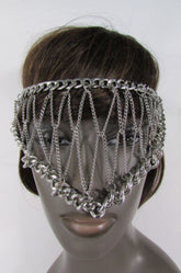 Silver Metal Eye Cover Half Face Elastic Mask Thick Halloween